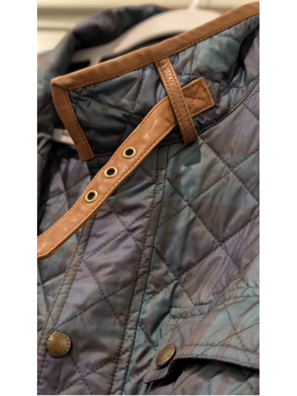 Polo Ralph Lauren Plaid Quilted Leather Trim Equestrian Jacket L - Picture 7 of 16